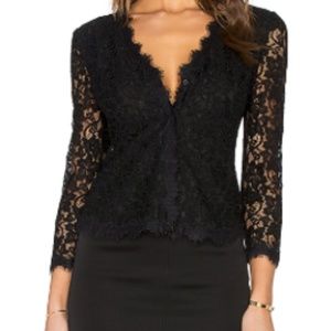 Diane von Furstenberg Black Bria Lace Cardigan